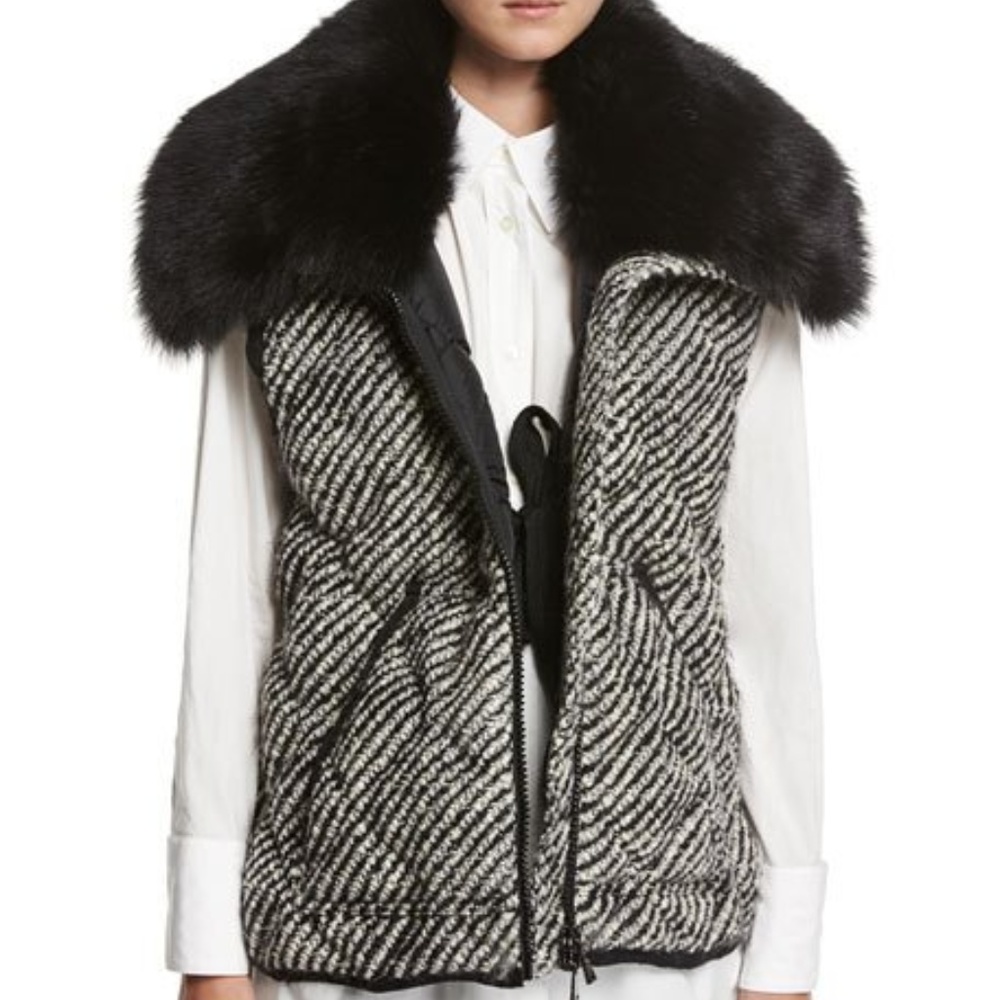 Moncler Eleagnus Wool Down Vest Fur Collar size 1 - Picture 1 of 8